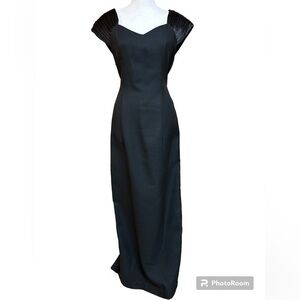 Jordan Vintage Black Back Bow/Sash Crepe Whimsigoth Formal Gown Size 13/14